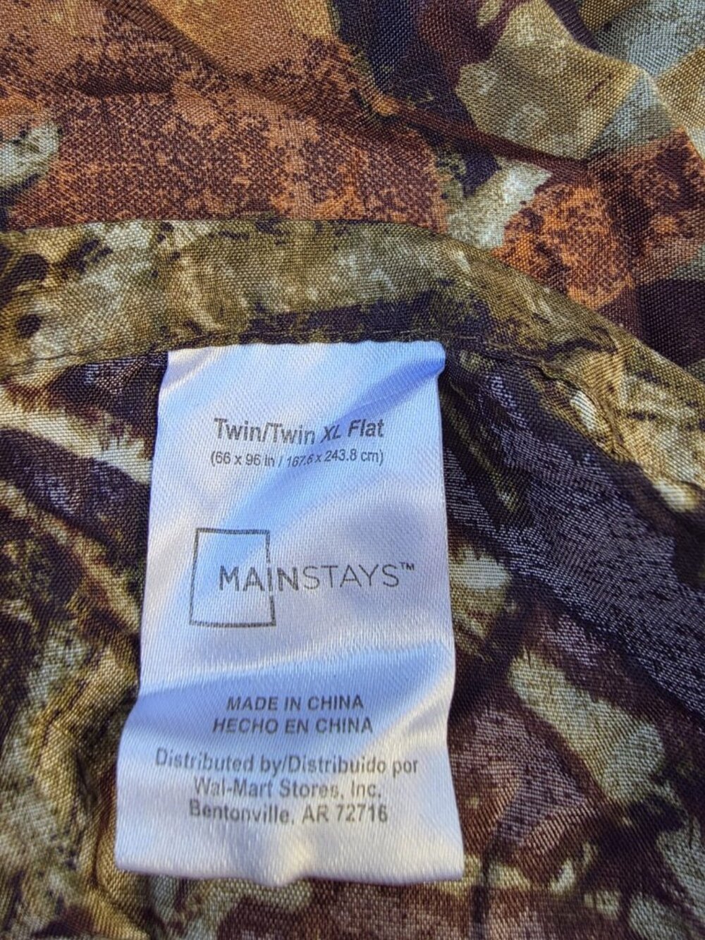 Mainstays Camo Flat Sheet Twin / Twin XL Hunting Camouflage Bedding